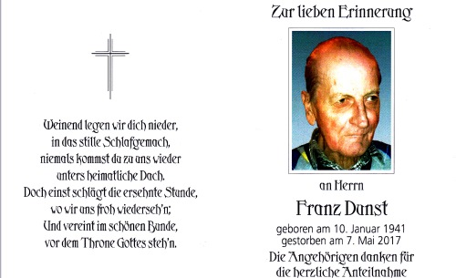 Symbolfoto zum Artikel: Abschied von Franz Dunst